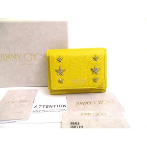 Photo: Jimmy Choo Plastic Stars Mustard Yellow Leather Trifold Wallet BFEALE #a619