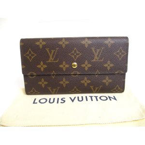 Photo: LOUIS VUITTON Monogram Brown Leather Flap Long Wallet Tresor International #a621