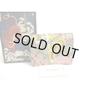 Photo: GUCCI GG Coating Canvas Leather Taiger Motif Bifold Wallet Compact Wallet #a624