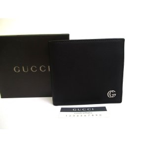 Photo: GUCCI Double G Black Leather Bifold Wallet Compact Wallet #a630