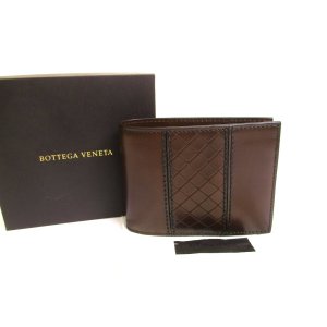 Photo: BOTTEGA VENETA Intrecciato Brown Leather Bifold Wallet Compact Wallet #a631