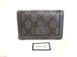 Photo1: GUCCI Double G Gray Coating Canvas Leather Card Holder #a637