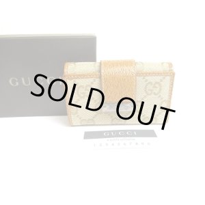 Photo: GUCCI GG Beige Canvas Brown Leather 6 Pics Key Chain #a652