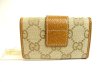 Photo2: GUCCI GG Beige Canvas Brown Leather 6 Pics Key Chain #a652