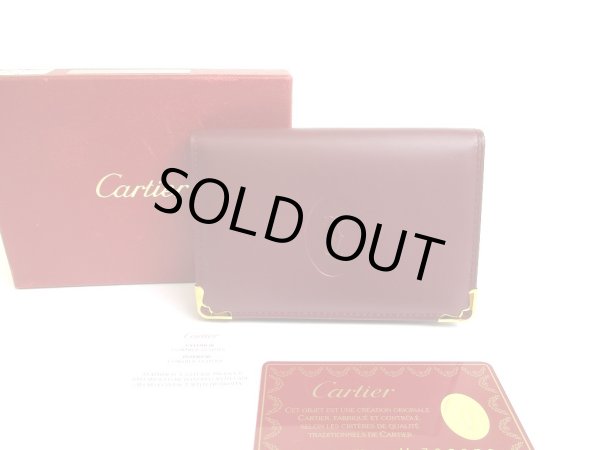 Photo1: Cartier Must de Cartier Bordeaux Leather Card Holder #a655