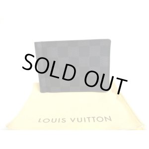 Photo: LOUIS VUITTON Damier Graphite Leather Bifold Pince Bill Wallet #a674