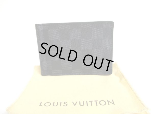 Photo1: LOUIS VUITTON Damier Graphite Leather Bifold Pince Bill Wallet #a674