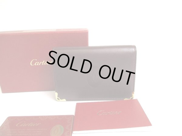Photo1: Cartier Must de Cartier Bordeaux Leather Card Holder #a682