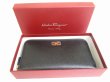Photo12: Salvatore Ferragamo Gancini Black Leather Gold H/W Round Zip Wallet #a687