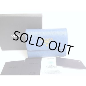 Photo: PRADA Cobalto Blue Leather Trifold Wallet Compact Wallet #a698