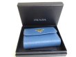 Photo12: PRADA Cobalto Blue Leather Trifold Wallet Compact Wallet #a698
