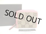 Photo: GUCCI Biege GG Canvas Pink Leather Mini Coin Purse #a702