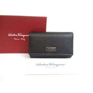 Photo: Salvatore Ferragamo Black Leather Silver H/W 6Pics Key Case #a704