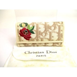 Photo: Dior Beige PVC Leather Flower Motif 4 Pics KeyChain #a705