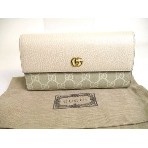 Photo: GUCCI Marmont G Off White Leather Continental Wallet Flap Long Wallet #a709
