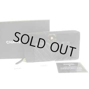 Photo: CHANEL CC Logo Mademoiselle Black Leather Round Zip Long Wallet Purse #a713