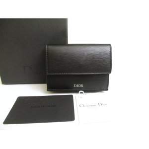 Photo: Dior Homme Black Leather Infinity Trifold Wallet Compact Wallet #a716