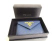 Photo12: PRADA Blue Saffiano Mtal Leather Trifold Wallet Compact Wallet #a717