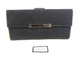Photo: GUCCI GG Black Canvas Leather Long Flap Wallet Purse #a721