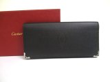 Photo: Cartier Must de Cartier Black Leather BFlap Bil Wallet #a726