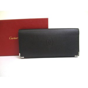 Photo: Cartier Must de Cartier Black Leather BFlap Bil Wallet #a726