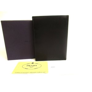 Photo: PRADA Black Saffiano Leather Bifold Bill Wallet Card Holder #a727