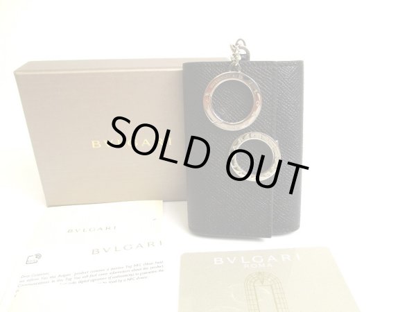 Photo1: BVLGARI Black Leather BVLGARIBVLGARI 6 Pics Key Chain #a730