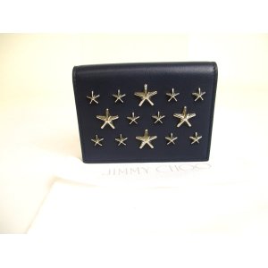 Photo: JIMMY CHOO Plastic Starts Navy Blue Leather Credit Card Business Card Holder AYDEN #a733