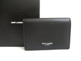 Photo: Saint Laurent YSL Black Leather Business Card Holder #a739