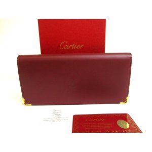 Photo: Cartier Must de Cartier Bordeaux Leather Bifold Long Wallet #a741