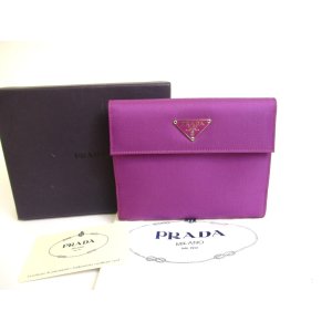 Photo: PRADA Purple Nylon and Leather Bifold Wallet Purse #a744