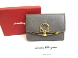 Photo: Salvatore Ferragamo Gray Black Leather Business Card Holder #a746