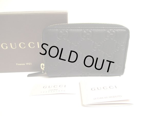 Photo1: GUCCI Guccissima Black Leather Round Zip Coin Purse #a750