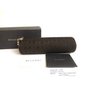 Photo: BVLGARI Logomania Brown Fabric Pencil Case Pouch #a755
