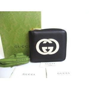 Photo: GUCCI Interlocking G Black Round Zip Bifold Wallet Compact Wallet #a759