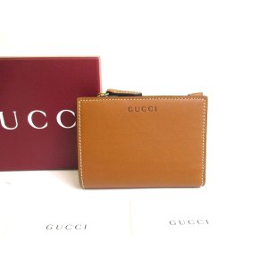 Photo: GUCCI GG Emblem Brown Leather Medium Wallet Bifold Wallet Compact Wallet #a761