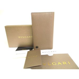 Photo: BVLGARI Man Khaki Leather Flap Long Wallet #a762
