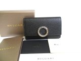 Photo: BVLGARI Black Leather Logo Clip 6 Pics Key Chain #a765