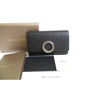 Photo: BVLGARI Black Leather Logo Clip 6 Pics Key Chain #a765