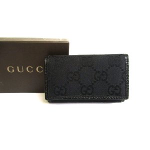 Photo: GUCCI GG Black Canvas and Leather 6 Pics Key Chain #a768