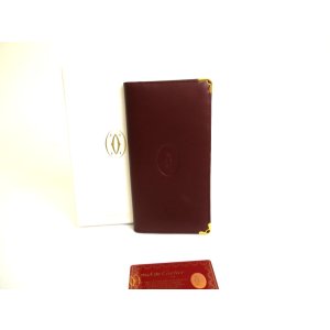 Photo: Cartier Must de Cartier Bordeaux Leather Flap Bill Wallet #a773
