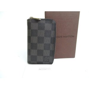 Photo: LOUIS VUITTON Damier Graphite Leather Zippey Coin Purse #a774