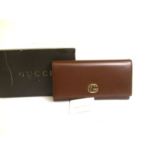 Photo: GUCCI Double G Dark Brown Leather Flap Long Wallet #a775