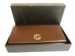Photo12: GUCCI Double G Dark Brown Leather Flap Long Wallet #a775