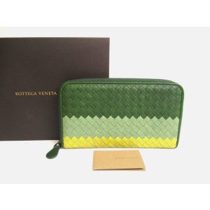 Photo: BOTTEGA VENETA Intrecciato Green Tricolor Leather Round Zip Wallet Purse #a777