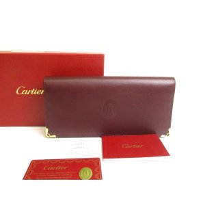 Photo: Cartier Must de Cartier Bordeaux Leather Bifold Long Wallet #a782