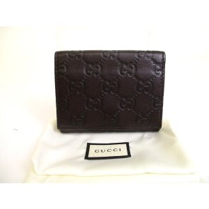 Photo: GUCCI GG Guccissima Dark Brown Leather Card Holder #a785