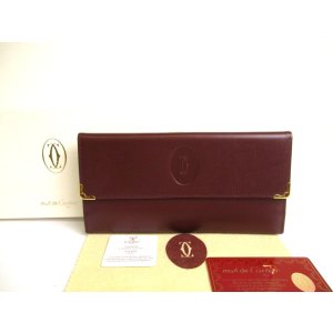 Photo: Cartier Must de Cartier Bordeaux Leather Flap Long Wallet #a786