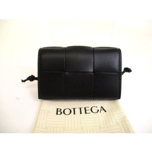 Photo: BOTTEGA VENETA Intrecciato Cassette Black Leather Business Card Holder #a788
