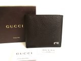 Photo: GUCCI Dark Brown Leather Bifold Bill Wallet #a791